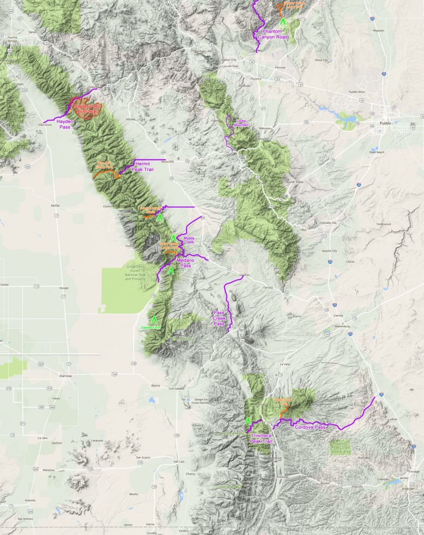 southern colorado map 4x4 trails and hiking trails in the sangre de cristo and san isabel national forests and mountains