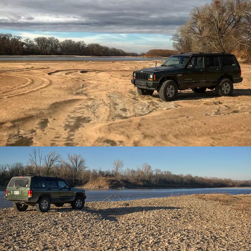 jeep 4wd 4x4 offroad kansas kaw river sand bed dry