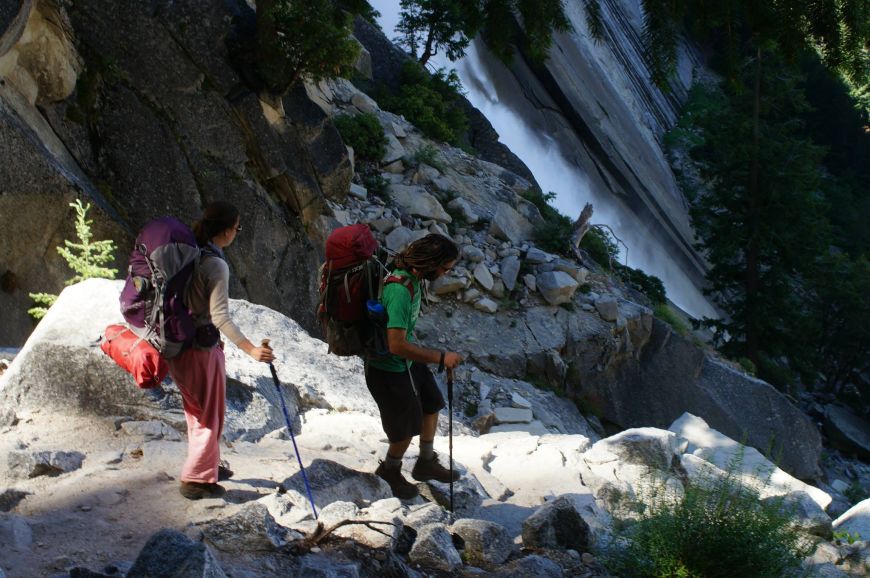nevada falls in yosemite backpacking and hiking