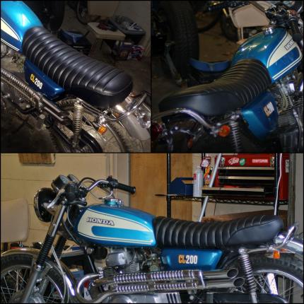 custom seat on a vintage honda cafe racer scrambler bratstyle motorcycle