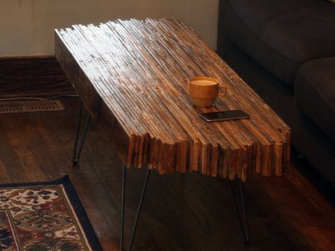 diy coffee table made with old pallet wood, homemade and hand made