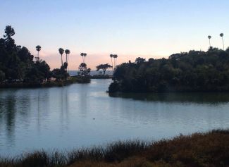 View from the Pacific Coast Highway and the Coast Starlight Amtrak train, somewhere near Mandalay Bay I think