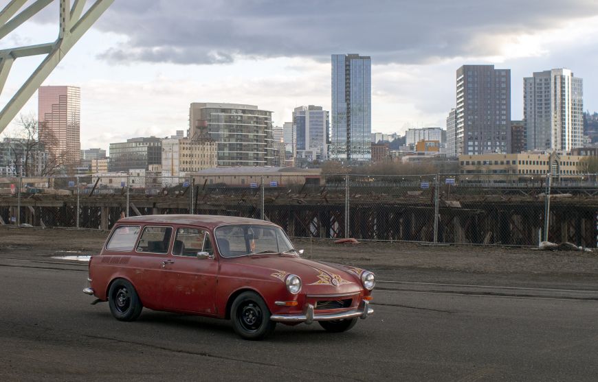 1967 Volkswagen Type 3 with a Miata engine up front, aka project frankenwagon