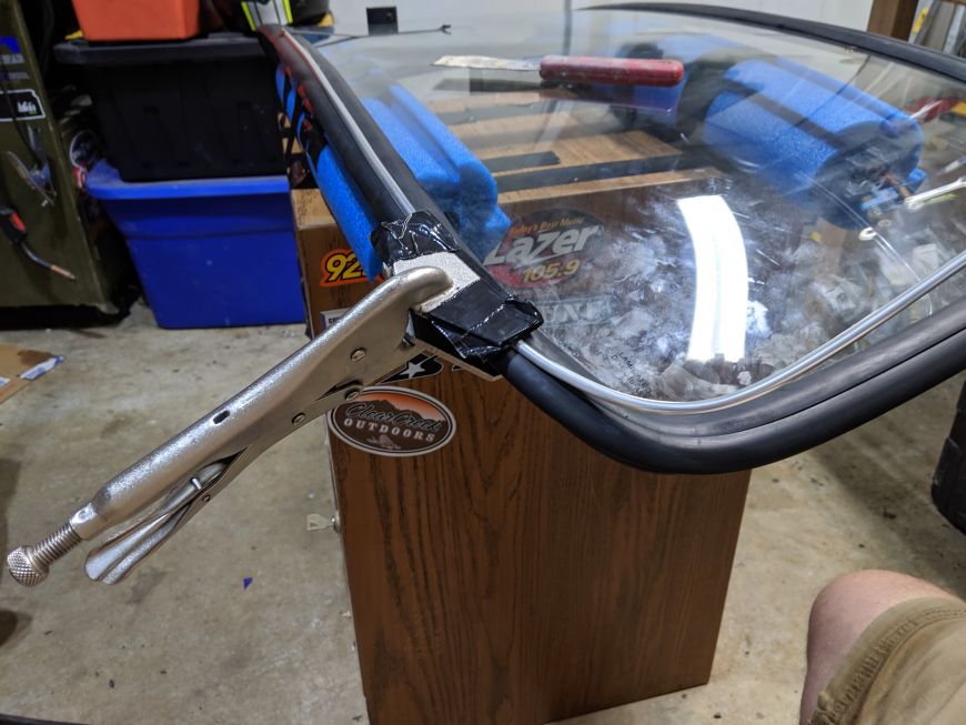 windshield trim install pressing into rubber